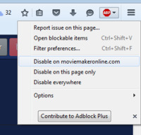 Kytke AdBlock Plus pois päältä sivustolla moviemakeronline.com Firefoxissa