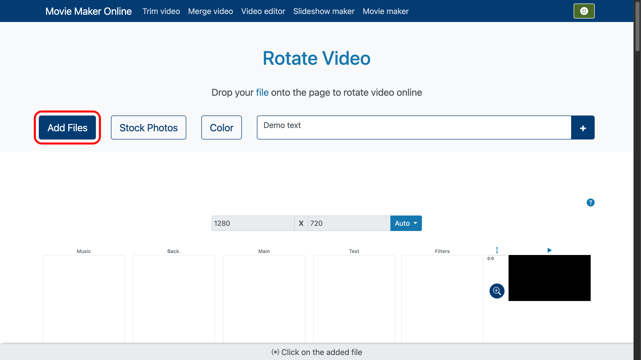 Upload video to rotate